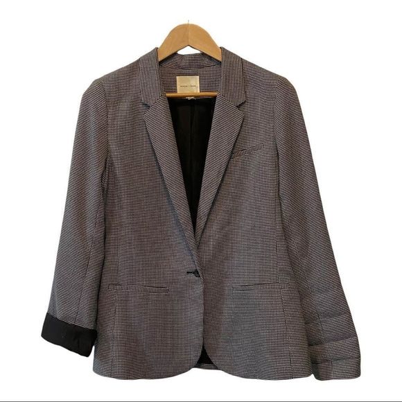 Silence + Noise black and white plaid checkered long sleeve blazer jacket L EUC - Picture 1 of 6